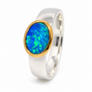 Ring precious opal partly gold-plated 5µ