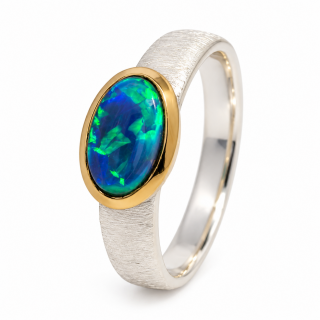 Ring Edelopal teilvergoldet 5µ