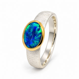 Ring Edelopal teilvergoldet 5µ
