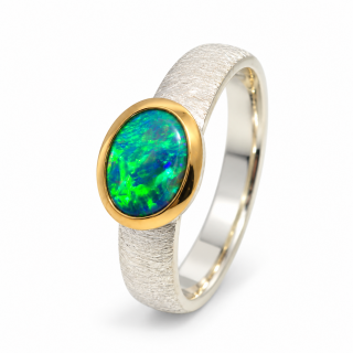 Ring Edelopal teilvergoldet 5µ