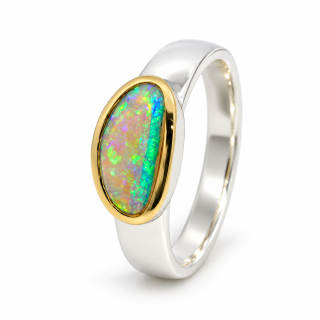 Ring Edelopal teilvergoldet 5µ