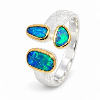 Ring precious opal partially gold-plated 5µ