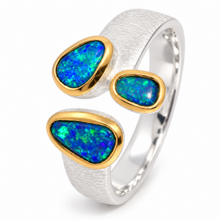Ring Edelopal teilvergoldet 5µ