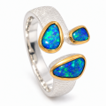 Ring precious opal partially gold-plated 5µ