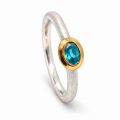 Ring with blue zircon, partly gold-plated (5µ)