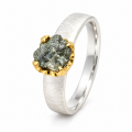 Ring with raw diamond, partly gold-plated 5µ