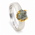 Ring with raw diamond, partly gold-plated 5µ