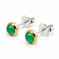 Emerald stud earrings, partly gold-plated 5µ