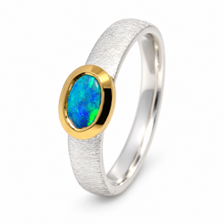 Ring Edelopal teilvergoldet 5µ