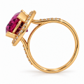 Bague rubellite-tourmaline 11,4 ct, diamant 0,3 ct, or 585