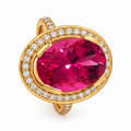 Ring Turmalin 6,6ct, Diamant 0,35ct, 585er Gold (4,8g)