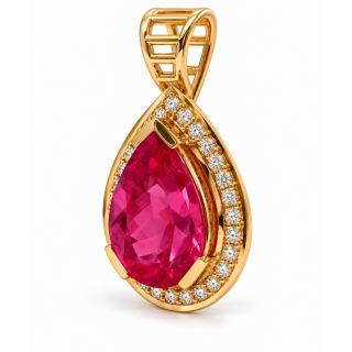 Tourmaline Pendant, 4.0 ct, Diamond, 0.23 ct, 585 Gold (2.9 g)