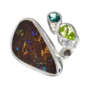 Ring Boulder Opal, Peridot, Indigolithe