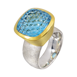 Ring blauer Topas (beh.) teilvergoldet 5µ