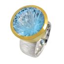 Ring blauer Topas (beh.) vergoldet 5&micro;