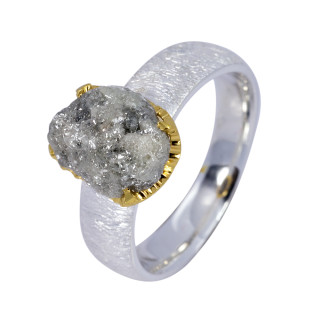 Ring Rohdiamant vergoldet 5&micro; micron