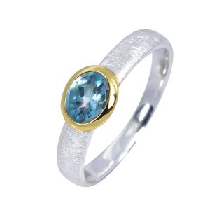 Ring Blauer Zirkon vergoldet 5&micro;