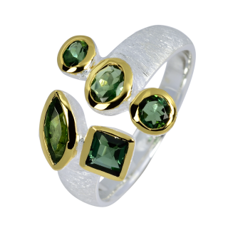 Kombi Ring Turmalin, teilvergoldet 5&micro;