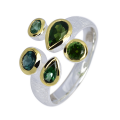 Kombi Ring Turmalin, teilvergoldet 5µ