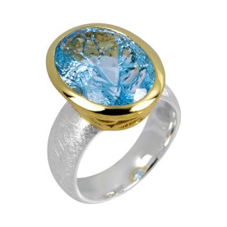 Ring BlauerTopas vergoldet 5&micro; micron