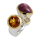 Ring Kombi Sternrubin, Citrin, Diamant vergoldet 5µ micron