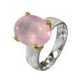 Ring Rosenquarz teilvergoldet 5µ