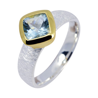 Ring Aquamarin - vergoldet 5&micro;