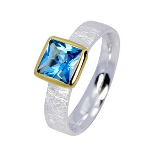 Ring Blauer Topas (beh.) vergoldet 5&micro;