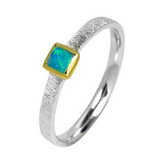 Ring Blauer Edelopal vergoldet 5&micro; micron
