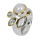 Kombi Ring Aquamarin, Perle, Diamant - vergoldet 5µ