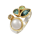 Ring pearl, diamond, tourmaline, tsavorite partly gold-plated 5µ