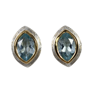 Ohrstecker Blauer Topas teilvergoldet 5µ