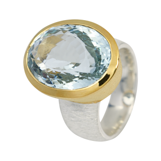 Ring Aquamarin teilvergoldet 5µ