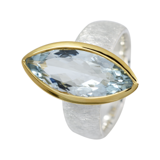 Ring aquamarine partly gold-plated 5µ