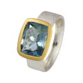 Ring aquamarine partly gold-plated 5µ