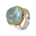 Ring aquamarine partly gold-plated 5µ