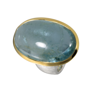 Ring aquamarine partly gold-plated 5µ