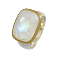 Ring Regenbogenmondstein teilvergoldet 5µ