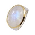 Ring rainbow moonstone partly gold-plated 5µ