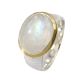 Ring Regenbogenmondstein teilvergoldet 5µ