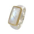 Ring rainbow moonstone partly gold-plated 5µ
