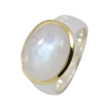 Ring Regenbogenmondstein teilvergoldet 5µ