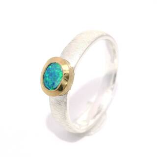 Bague Edelopal partiellement dorée 5µ