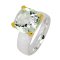 Ring Prasiolith teilvergoldet 5µ