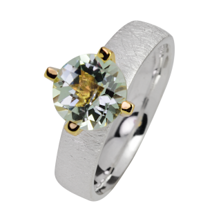 Ring Prasiolite partly gold-plated 5µ