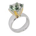 Bague Prasiolite partiellement plaquée or 5µ