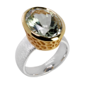 Ring Prasiolith teilvergoldet 5µ