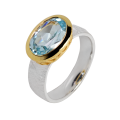 Ring blauer Topas teilvergoldet 5µ